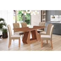 Conjunto: Mesa De Cozinha ágata Tampo Madeirado 180x90cm E 6 Cadeiras Fernanda Cinamomo - Carvalho-linho Grafite - Cimol - 8