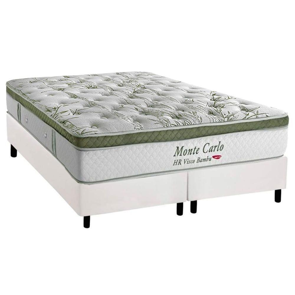 Cama Box King: Colchão Molas Ensacadas Herval Monte Carlo Visco + Base Crc Corano White (193x203) - 1