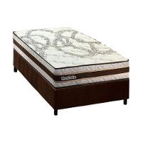 Cama Box Solteiro: Colchão Espuma D45 Paropas Resiste Hotel + Base Crc Suede Brown (88x188) - 1