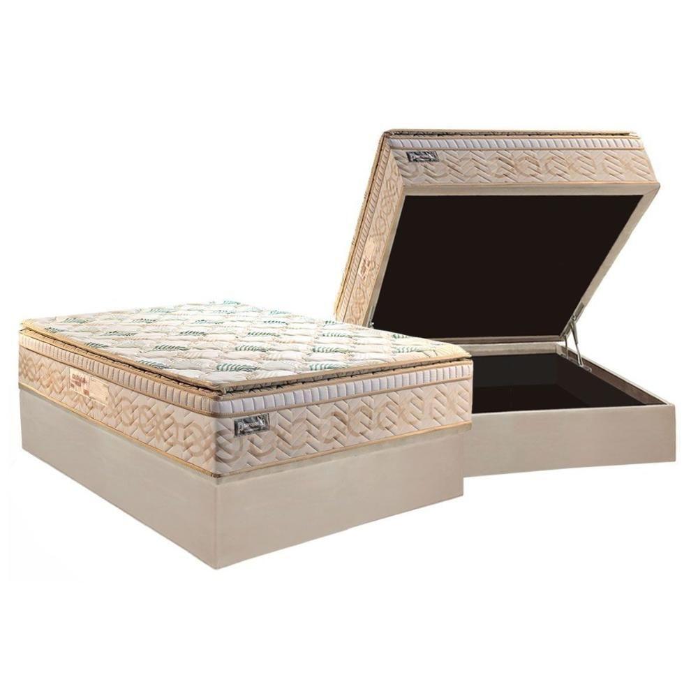 Cama Box Baú Casal: Colchão Molas Ensacadas Paropas Eco Bamboo + Base Crc Suede Clean (138x188) - 1