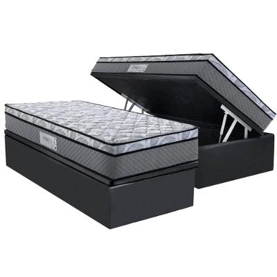 Cama Box Baú Solteiro: Colchão Anatômico Herval D60 - Ag65 Perpetual + Base Crc Suede Gray (88x188)