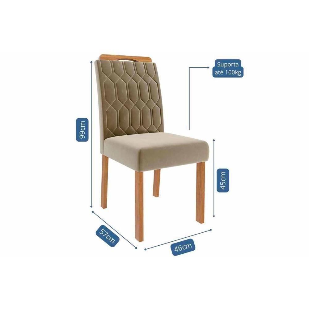 Conjunto: Mesa Sala Jantar Ester Tampo Madeirado 210x100cm E 8 Cadeiras Paola Cinamomo - Carvalho-linho Grafite - Cimol - 4