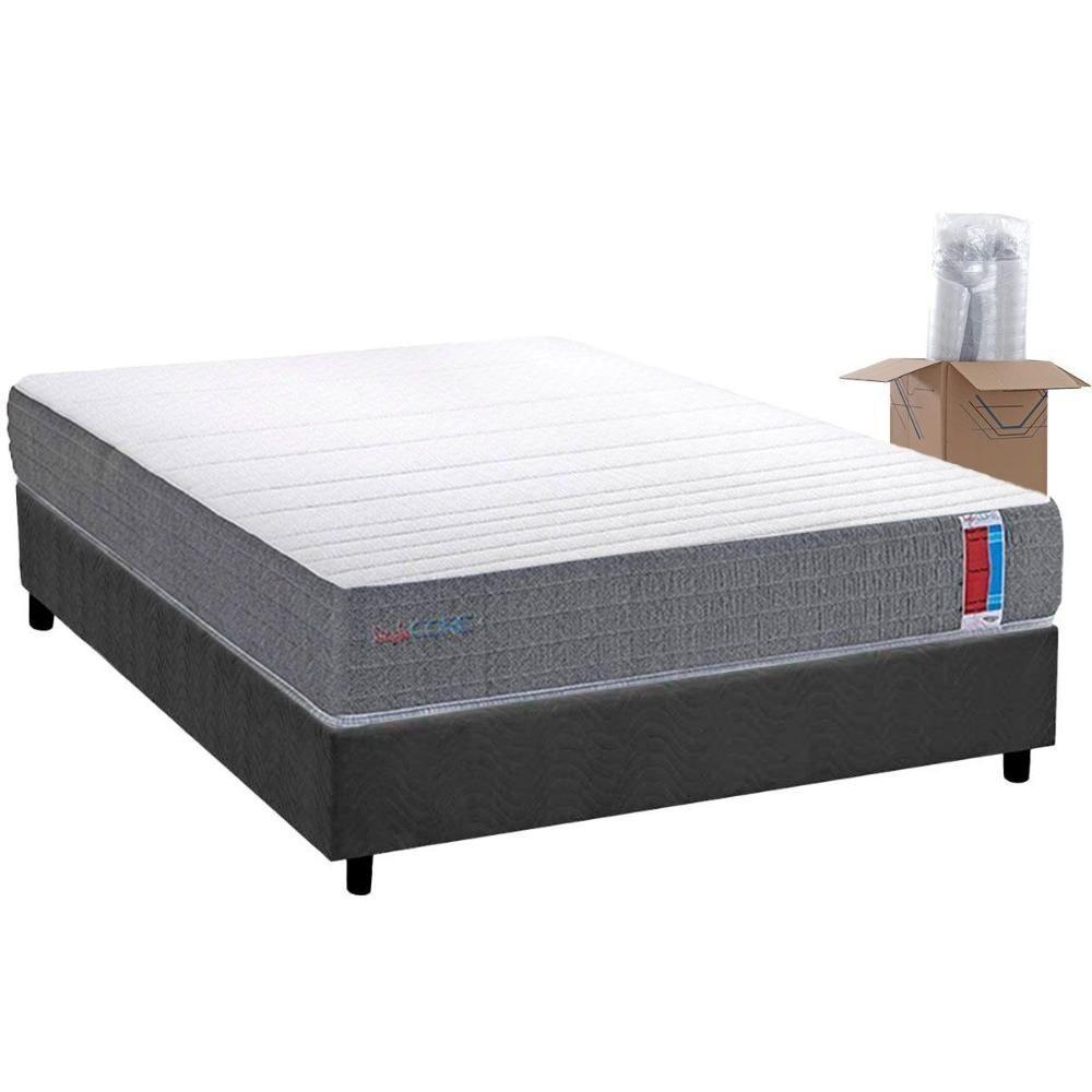 Conjunto Box Casal: Colchão Espuma Herval D28 Singlecore + Base Crc Suede Gray (138x188) - 1