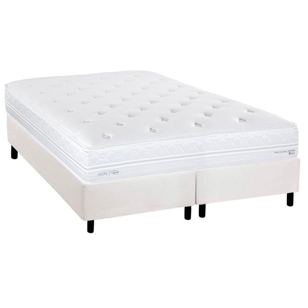 Cama Box King: Colchão Molas Ensacadas Herval C1782 + Base Crc Corano White (193x203) - 1
