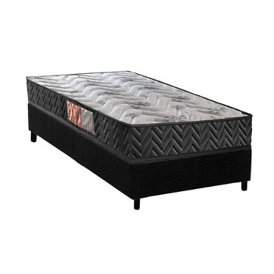 Conjunto Box Solteiro: Colchão Espuma Paropas D23 Pasquale Black + Base Crc Suede Black (88x188)