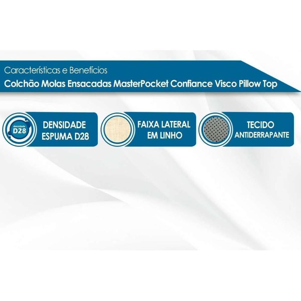 Colchão Solteirão Molas Masterpocket Ensacadas Confiance Visco Pillow Top (96x203x32) - D Angelis Anjos - 6