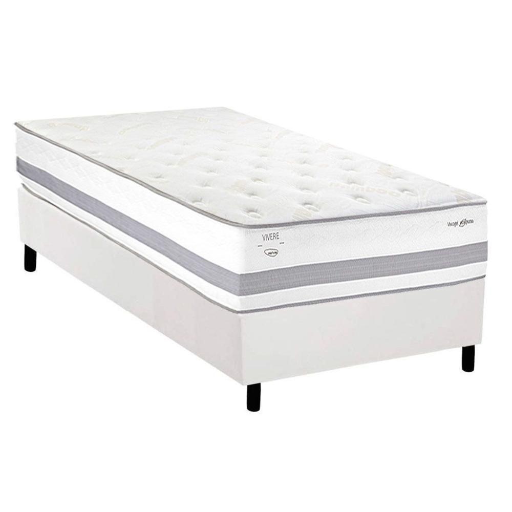Cama Box Solteiro: Colchão Molas Ensacadas Herval C1741 + Base Crc Corano White (88x188) - 1