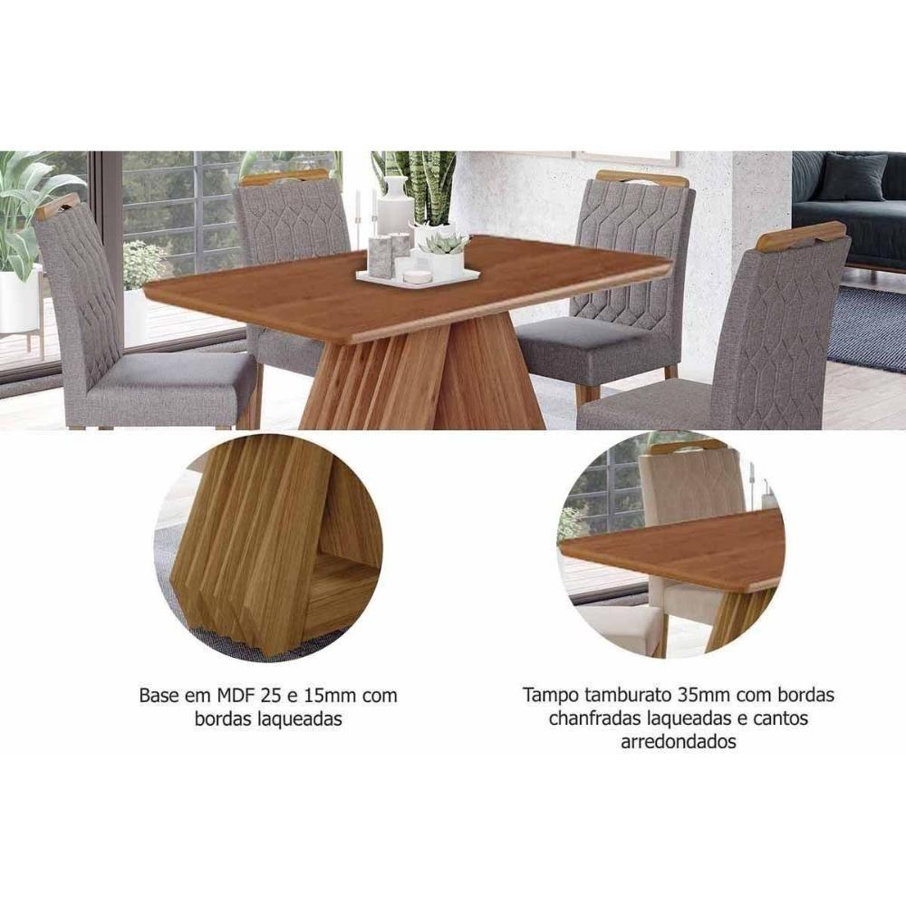 Conjunto: Mesa De Cozinha ágata Tampo Madeirado 130x80cm E 4 Cadeiras Fernanda Cinamomo - Carvalho-linho Bege - Cimol - 7