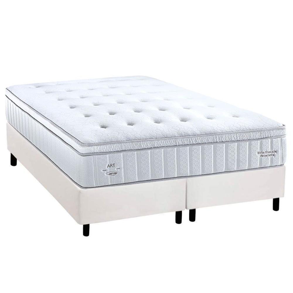 Cama Box Queen: Colchão Molas Ensacadas Herval C1781 + Base Crc Corano White (158x198) - 1