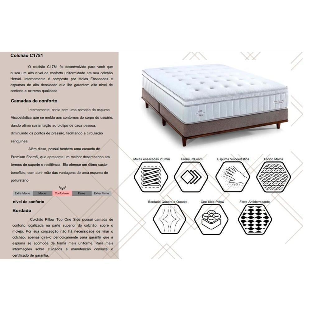 Cama Box Queen: Colchão Molas Ensacadas Herval C1781 + Base Crc Corano White (158x198) - 2