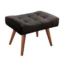 Puff Banqueta Theo Madeira Maciça Castellar Móbile Corino Preto - 1