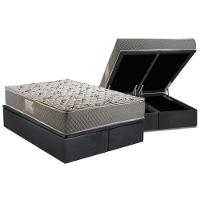 Cama Box Baú Queen: Colchão Anatômico Herval Ag65 Fort Black + Base Crc Suede Gray (158x198) - 1