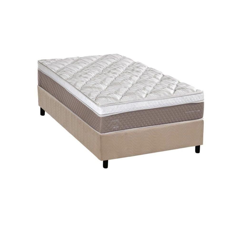 Cama Box Solteiro: Colchão Molas Ensacadas Herval C1624 + Base Crc Suede Clean (88x188) - 1
