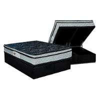 Conjunto Box Baú Queen: Colchão Espuma Paropas D28 Conforto Firme + Base Crc Suede Black (158x198) - 1