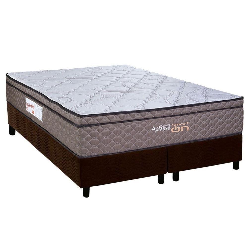 Cama Box Queen: Colchão Magnético Paropas C- Vibro Massagem Aplause Smart Brown + Base Crc Suede Brown (158x198) - 1