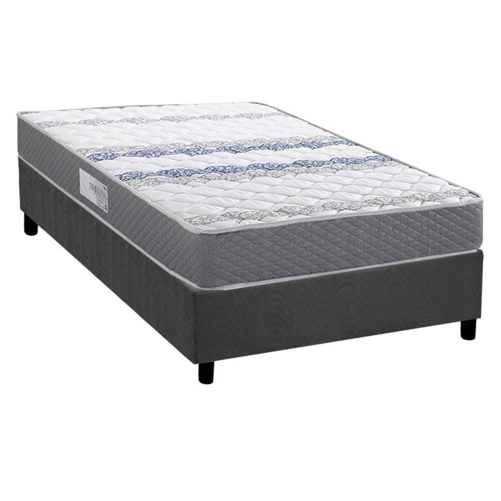 Cama Box Solteiro: Colchão Ortopédico Herval D60 - Ag65 Timeless + Base Crc Suede Gray (88x188) - 1