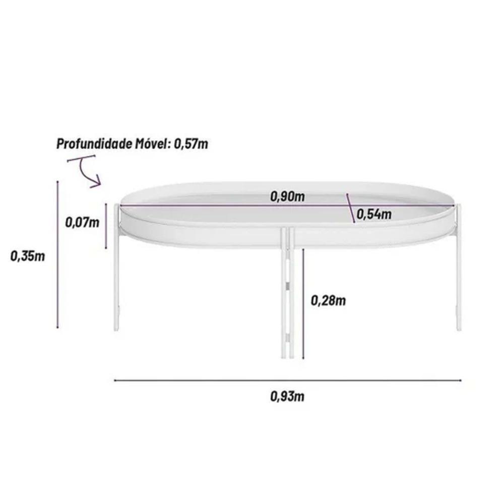Mesa Lateral P- Sala Monaco Organico Pés Metalico 93x57cm Nature-tauari Fosco - Linea Brasil - 4