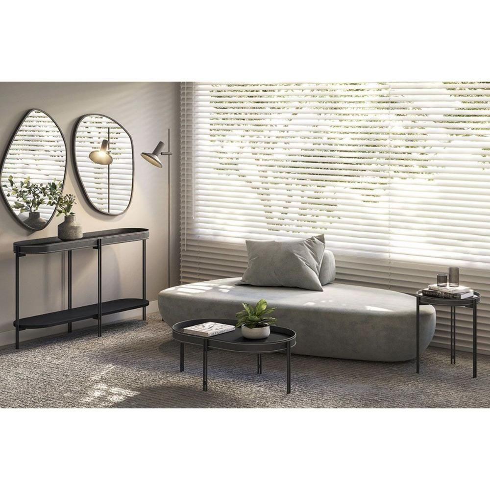 Mesa Lateral P- Sala Monaco Organico Pés Metalico 93x57cm Nature-tauari Fosco - Linea Brasil - 5