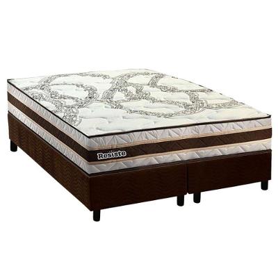 Cama Box Queen: Colchão Espuma D45 Paropas Resiste Hotel + Base Crc Suede Brown (158x198)