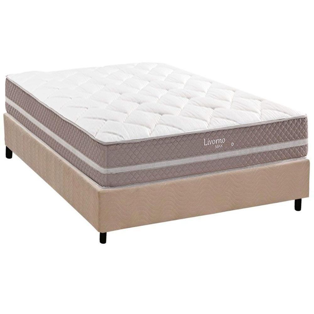 Conjunto Box Casal: Colchão Molas Herval Maxspring Livorno + Base Crc Suede Clean (138x188) - 1