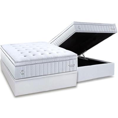 Cama Box Baú Casal: Colchão Molas Ensacadas Herval C1781 + Base Crc Linhão White (138x188)