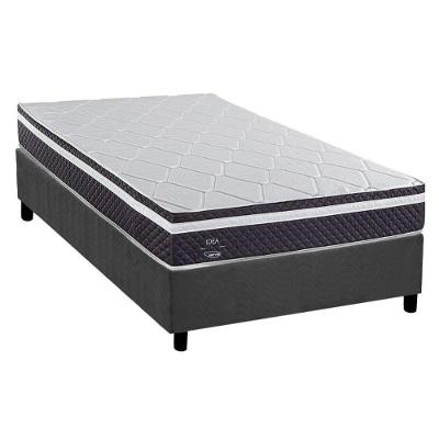 Cama Box Solteiro: Colchão Molas Ensacadas Herval C1789 + Base Crc Suede Gray (88x188)