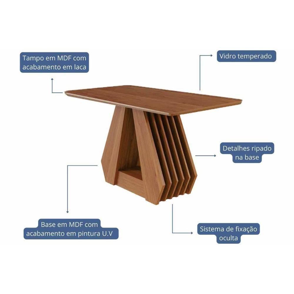 Conjunto: Mesa De Cozinha ágata Tampo Madeirado 130x80cm E 4 Cadeiras Paola Cinamomo - Carvalho-linho Bege - Cimol - 5