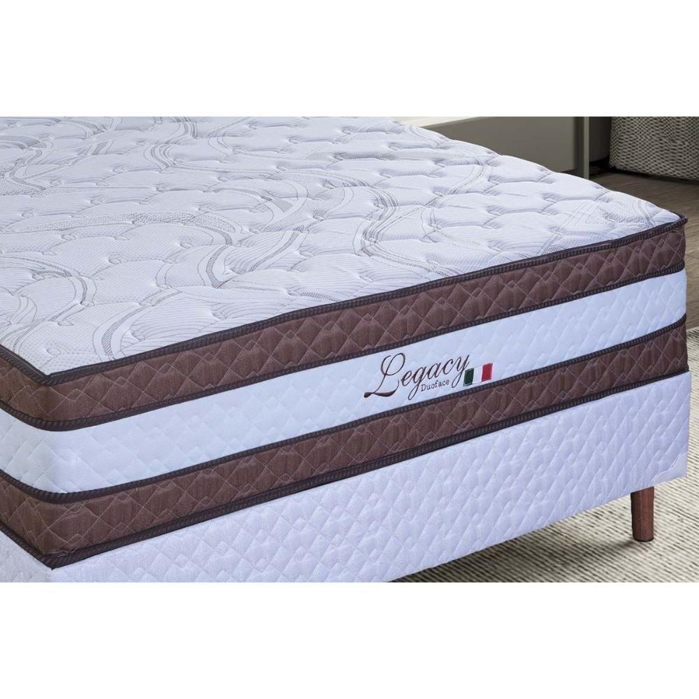 Cama Box Baú King: Colchão Molas Ensacadas Paropas Legacy White + Base Crc Linhão White (193x203) - 2