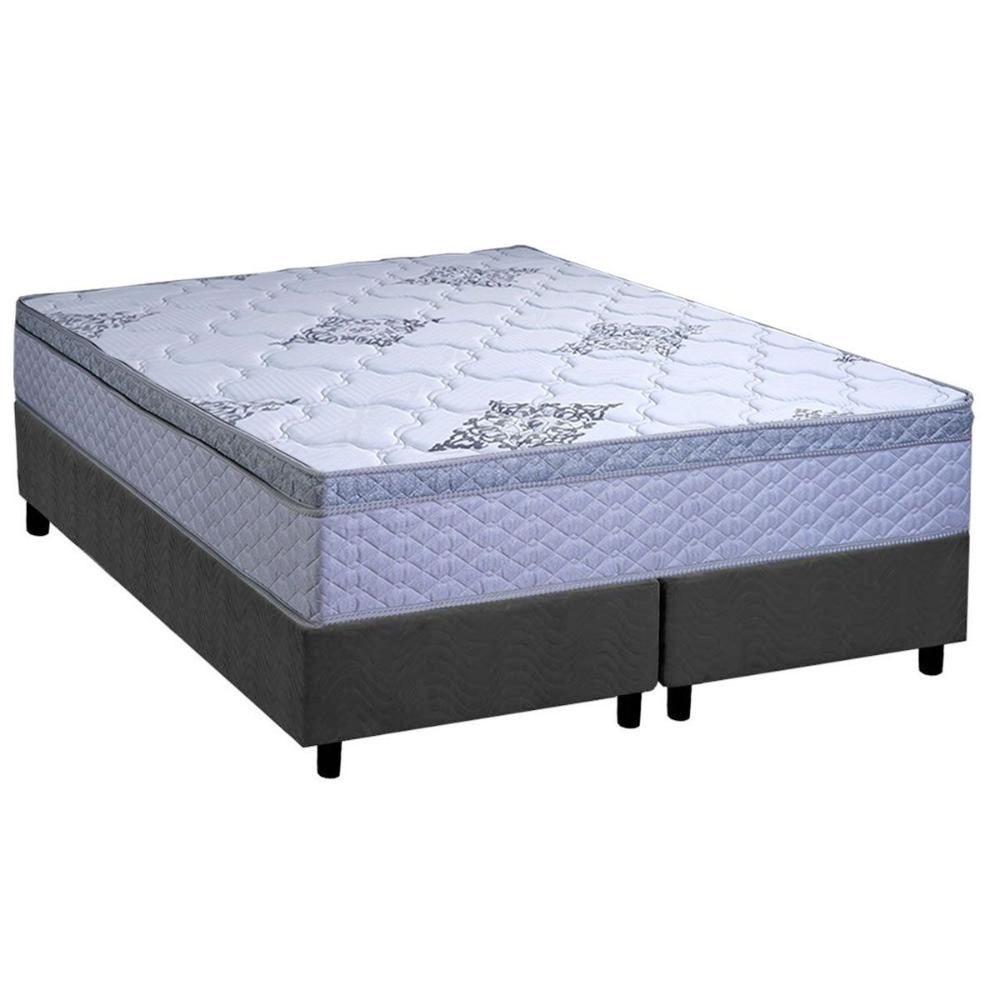 Conjunto Box Queen: Colchão Anatômico Paropas D28 Gold Extra Gray + Base Crc Suede Gray (158x198) - 1