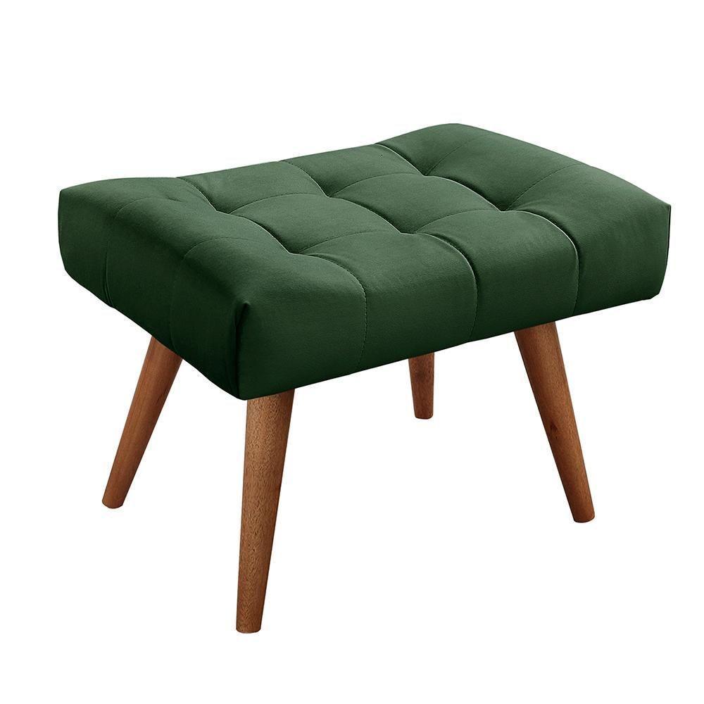Puff Banqueta Theo Madeira Maciça Castellar Móbile Veludo Verde - 1