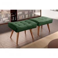 Puff Banqueta Theo Madeira Maciça Castellar Móbile Veludo Verde - 4