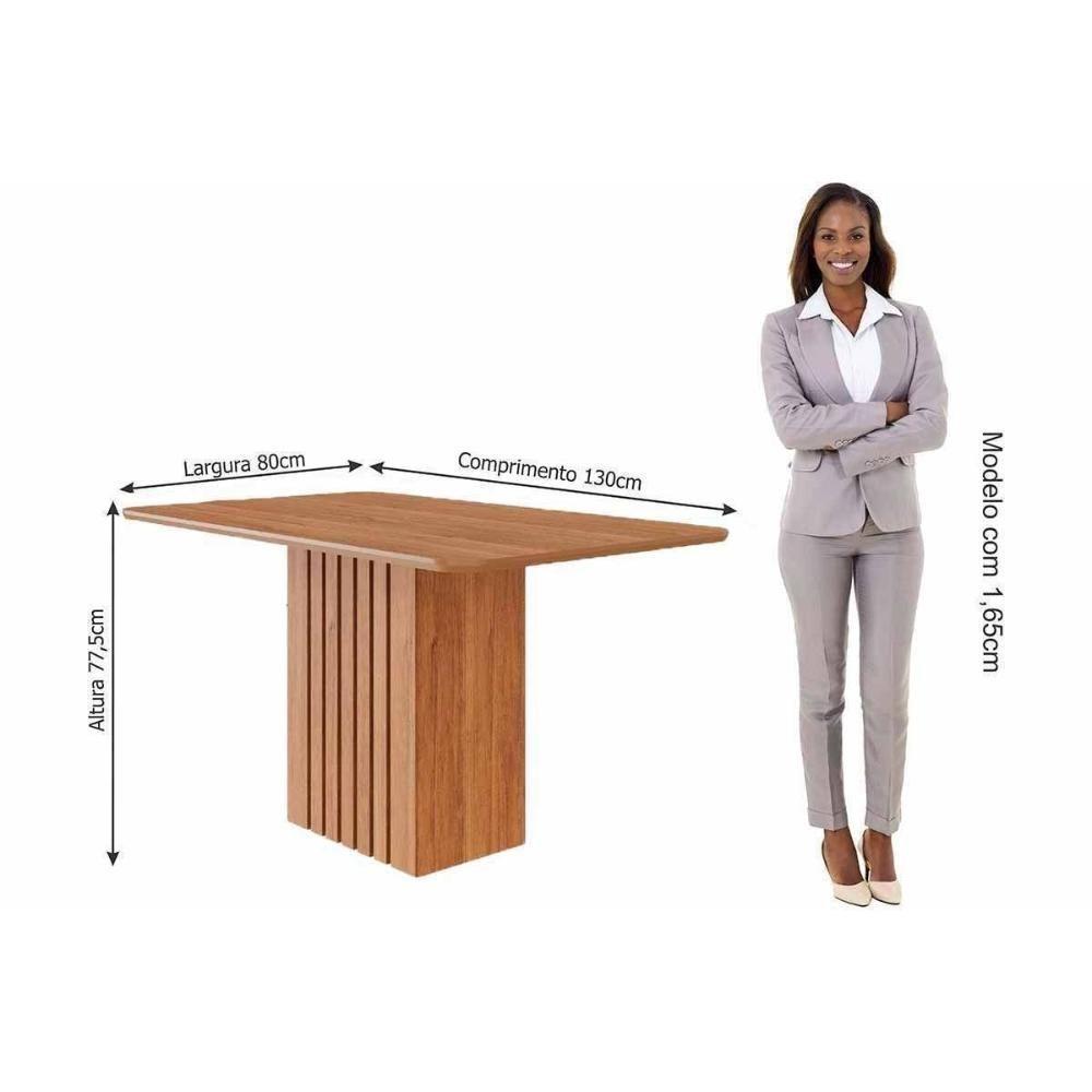 Conjunto: Mesa De Cozinha Ana Tampo Madeirado 130x80cm E 4 Cadeiras Fernanda Cinamomo - Carvalho-suede Nude Bege - Cimol - 5