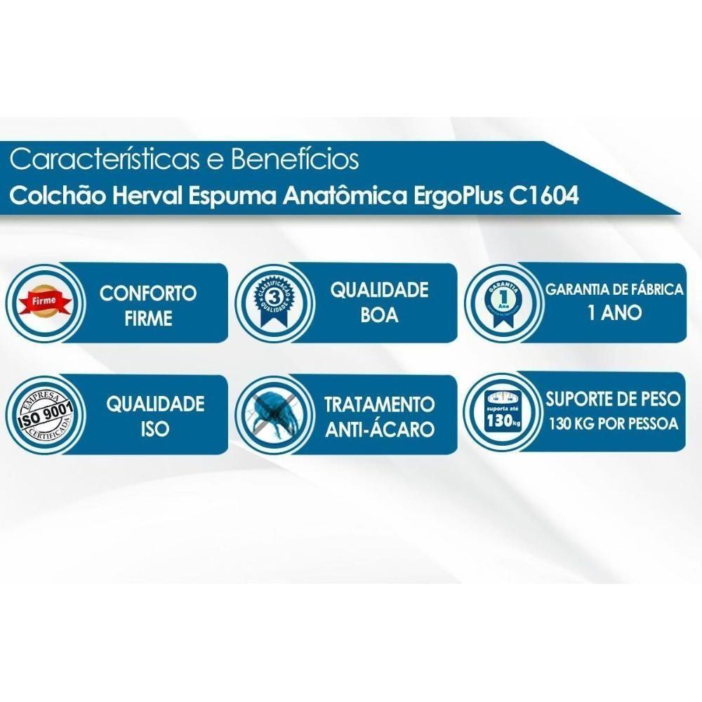 Cama Box Baú Casal: Colchão Anatômico Herval Ag65 Santorini C1604 + Base Crc Linhão White (138x188) - 2