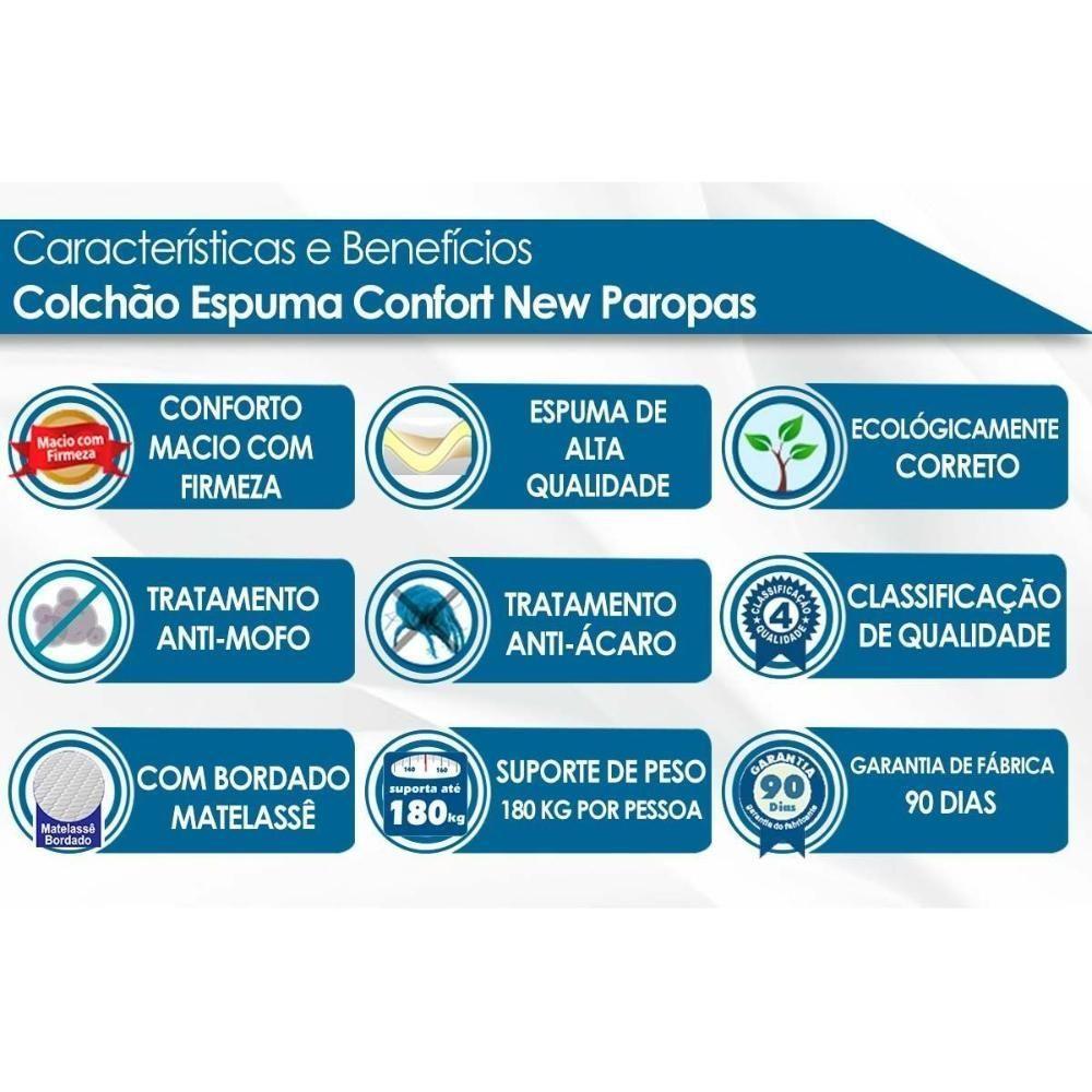 Conjunto Box Solteiro: Colchão Espuma Paropas Ag65 Confort New + Base Crc Suede Clean (88x188) - 4