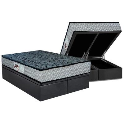 Cama Box Baú King: Colchão Anatômico Paropas D23 Ag65 Royalle Rustico + Base Crc Suede Gray (193x203)