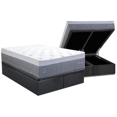 Cama Box Baú Queen: Colchão Molas Ensacadas Herval C1739 + Base Crc Suede Gray (158x198)