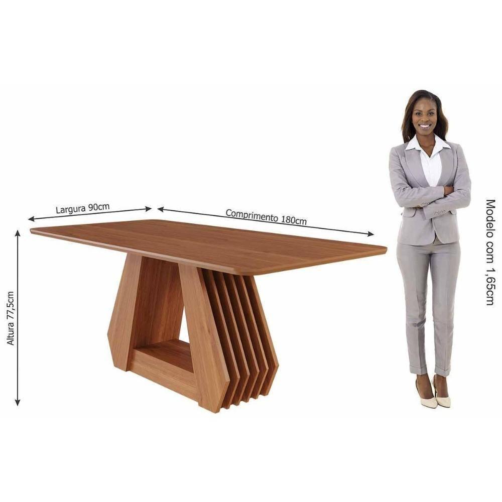 Conjunto: Mesa De Cozinha ágata Tampo Madeirado 180x90cm E 6 Cadeiras Paola Cinamomo - Carvalho-linho Grafite - Cimol - 4