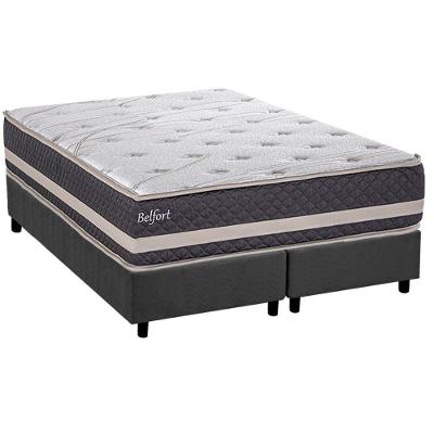 Conjunto Box Queen: Colchão Espuma Herval Ag65 Belfort + Base Crc Suede Gray (158x198)