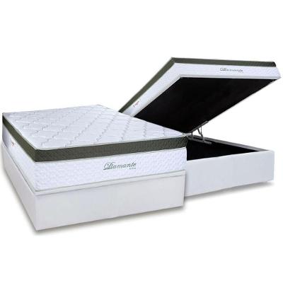 Cama Box Baú Casal: Colchão Molas Ensacadas Paropas Diamante Extra White + Base Crc Linhão White (138x188)