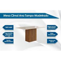 Mesa Multiuso Cozinha Ana C- Tampo Madeirado C- Vidro 130x80cm Nature-off White - Cimol - 4