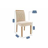 Conjunto: Mesa Sala Jantar Flora Tampo Madeirado 109cm E 4 Cadeiras Juliana Cinamomo - Carvalho-suede Nude Bege - Cimol