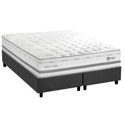 Conjunto Box Queen: Colchão Molas Herval Maxspring C1756 C- Massagem + Base Crc Suede Gray (158x198)