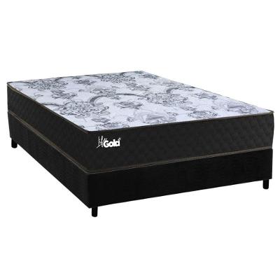 Cama Box Casal: Colchão Molas Ensacadas Paropas Life Gold + Base Crc Suede Black (138x188)