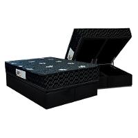Cama Box Baú Queen: Colchão Ortopédico Paropas Ag65 Sofistic Gray + Base Crc Suede Black (158x198) - 1