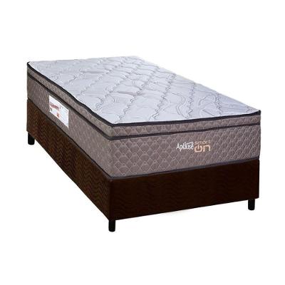 Cama Box Solteiro: Colchão Magnético Paropas C- Vibro Massagem Aplause Smart Brown + Base Crc Suede Brown (88x188)
