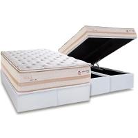 Conjunto Box Baú Queen: Colchão Molas Herval Maxspring Real + Base Crc Linhão White (158x198) - 1