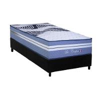 Cama Box Solteiro: Colchão Molas Ensacadas Paropas La Confort + Base Crc Suede Black (88x188) - 1