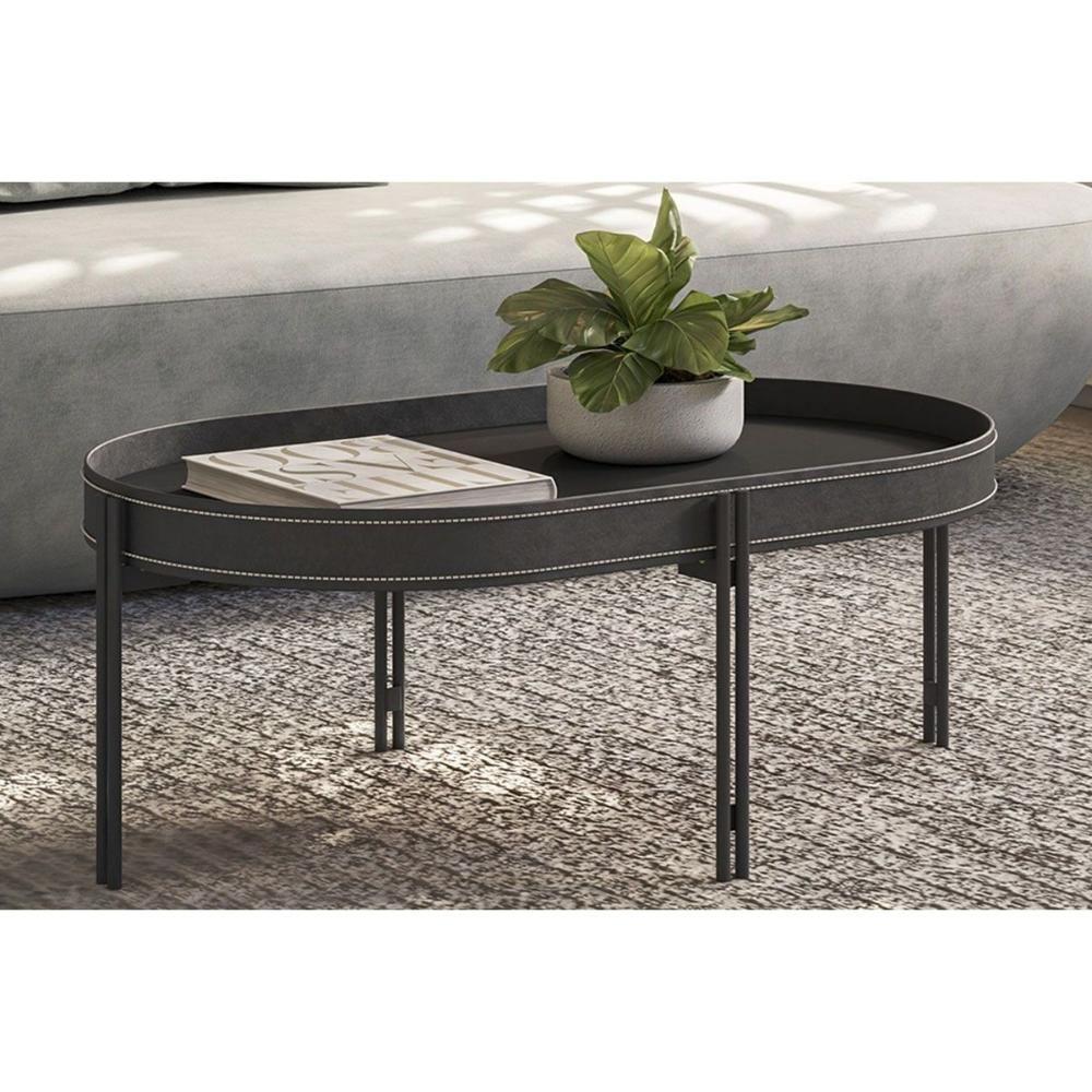 Mesa Lateral P- Sala Monaco Organico Pés Metalico 93x57cm Preto - Linea Brasil - 1