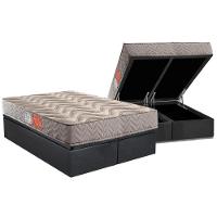 Cama Box Baú Queen: Colchão Espuma D45 Paropas Pasquale Gray + Base Crc Suede Gray (158x198) - 1