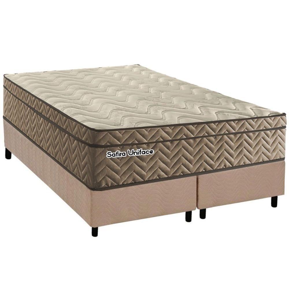 Cama Box King: Colchão Molas Ensacadas Paropas Safira Uniface + Base Crc Suede Clean (193x203) - 1